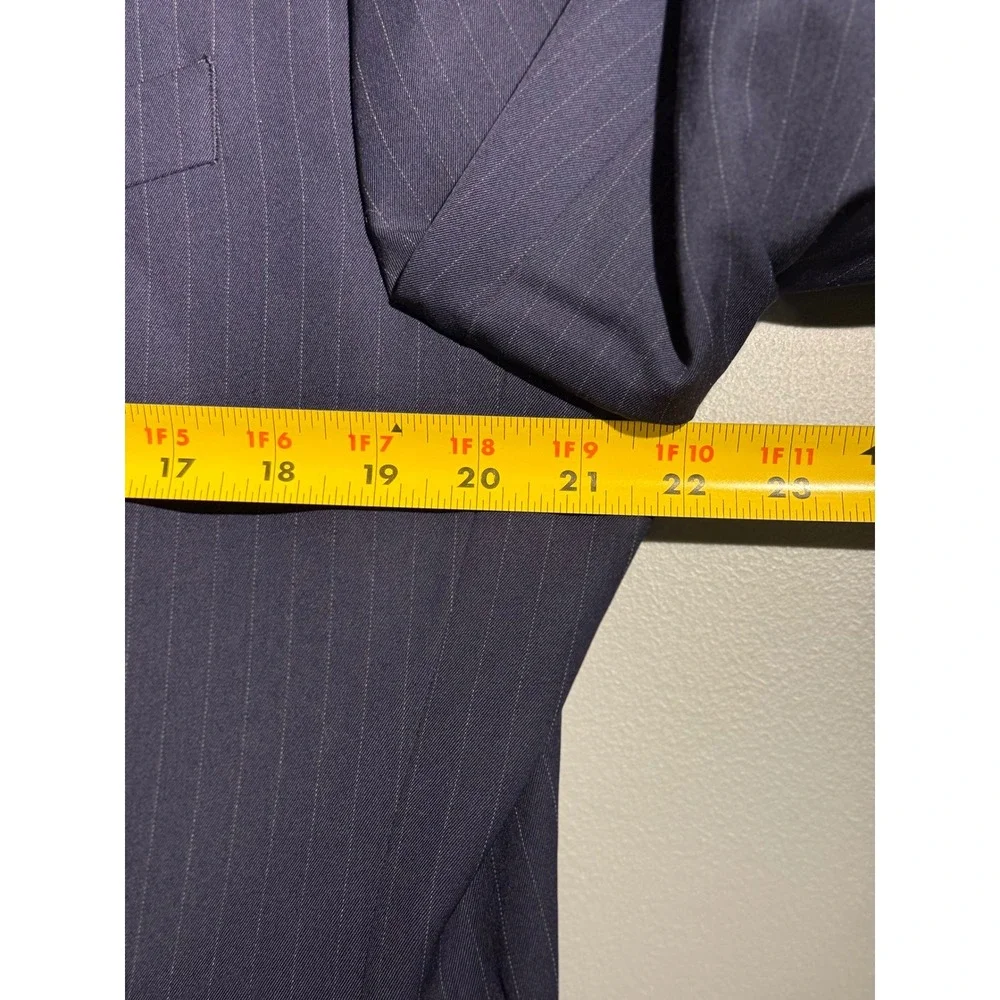 Banana Republic Mens Slim Fit Marzotto Super 130s Wool Blazer Navy Pinstripe 44R